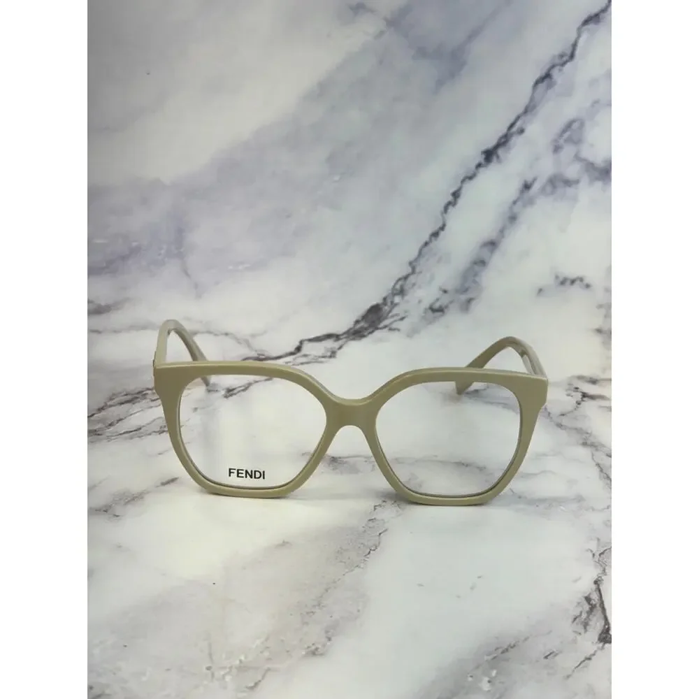 NEW Fendi FE50087I Bone White Oversized Square Eyeglasses Frames